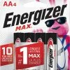 Energizer Max 4-pk AA Alkaline Batteries, Long Lasting, All Purpose
