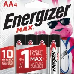 Energizer Max 4-pk AA Alkaline Batteries, Long Lasting, All Purpose