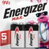 Energizer Max 2-pk 9V / 9 Volt Alkaline Batteries, Long Lasting, All Purpose
