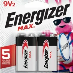 Energizer Max 2-pk 9V / 9 Volt Alkaline Batteries, Long Lasting, All Purpose