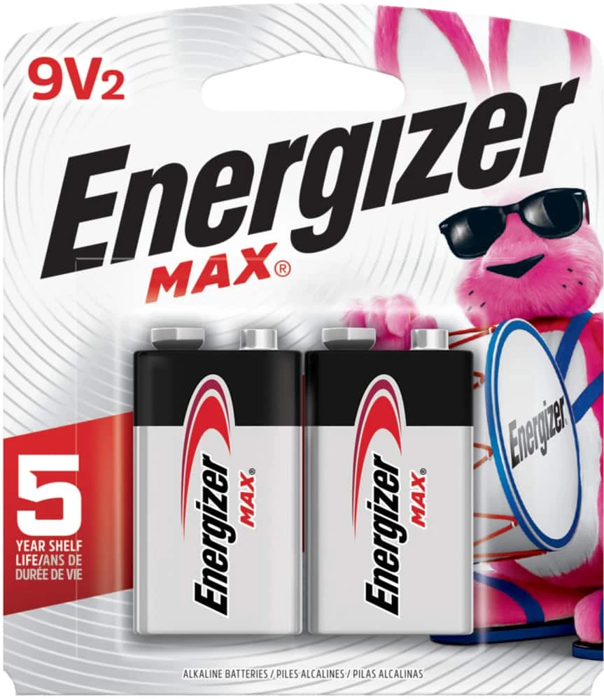 Energizer Max 2-pk 9V / 9 Volt Alkaline Batteries, Long Lasting, All Purpose 1 Energizer Max 2-pk 9V / 9 Volt Alkaline Batteries, Long Lasting, All Purpose