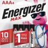 Energizer Max 4-pk AAA Alkaline Batteries, Long Lasting, All Purpose