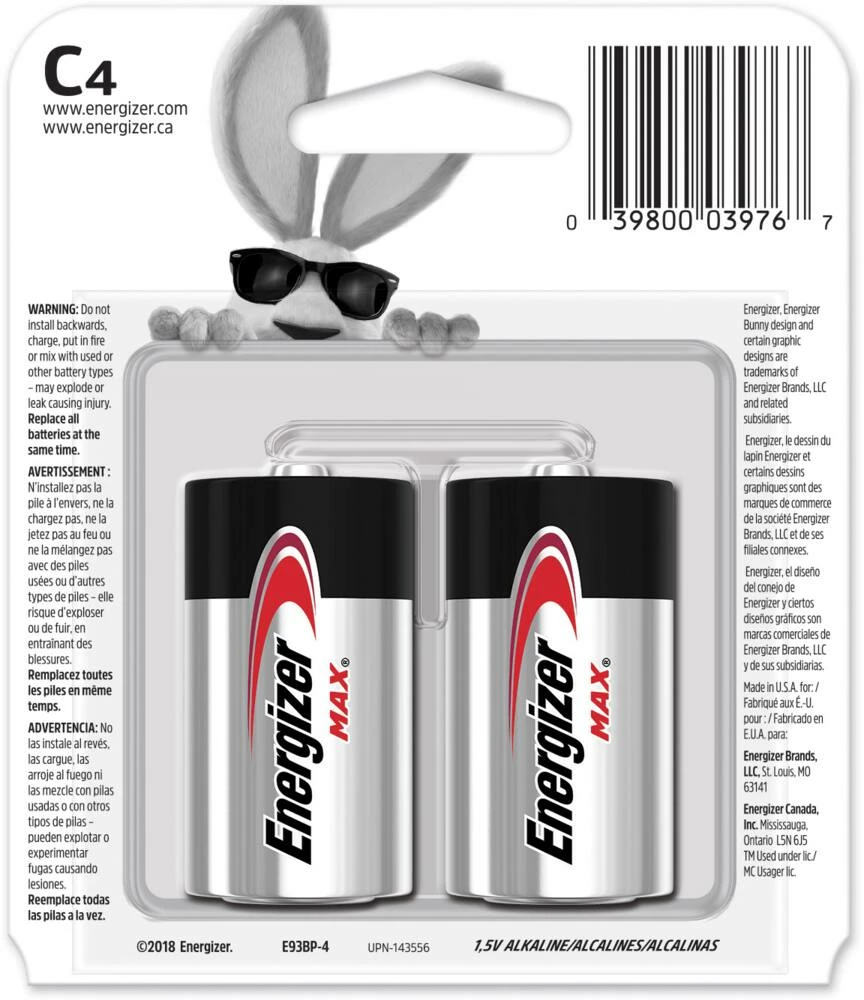 Energizer Max4-pk C Alkaline Batteries, Long Lasting, All Purpose 2 Energizer Max4-pk C Alkaline Batteries, Long Lasting, All Purpose - Image 2