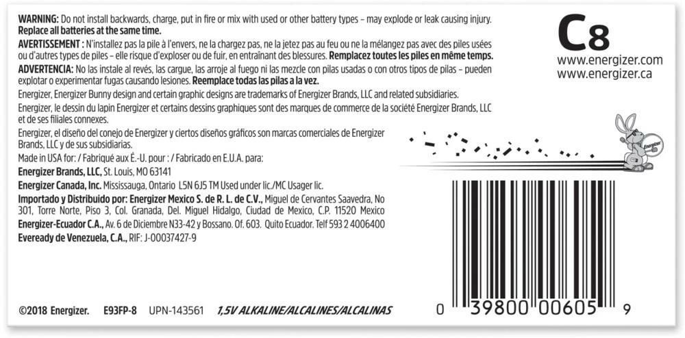 Energizer Max 8-pk C Alkaline Batteries, Long Lasting, All Purpose 2 Energizer Max 8-pk C Alkaline Batteries, Long Lasting, All Purpose - Image 2