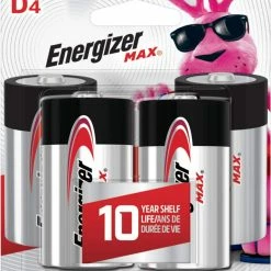 Energizer Max 4-pk D Alkaline Batteries, Long Lasting, All Purpose