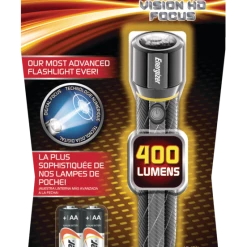 Energizer HD Vision 400 Lumens LED Handheld Flashlight, Batteries Included, Black