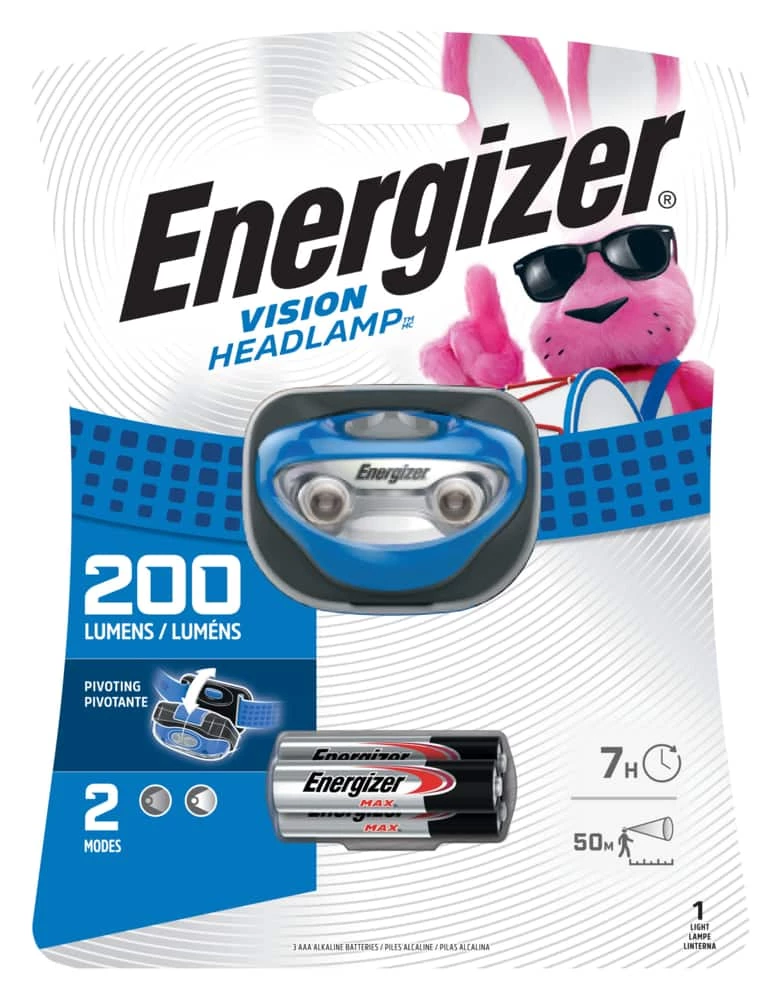 Energizer Vision 200 Lumens Durable And Washable LED Headlight/Headlamp, Batteries Included 1 Energizer Vision 200 Lumens Durable And Washable LED Headlight/Headlamp, Batteries Included