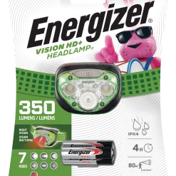 Energizer Vision HD+ 350 Lumens Adjustable And Waterproof LED Headlight/Headlamp, Batteries Included