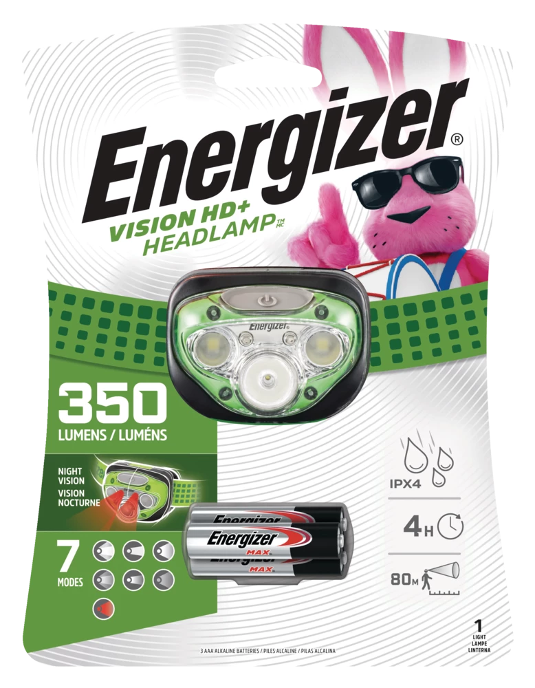 Energizer Vision HD+ 350 Lumens Adjustable And Waterproof LED Headlight/Headlamp, Batteries Included 1 Energizer Vision HD+ 350 Lumens Adjustable And Waterproof LED Headlight/Headlamp, Batteries Included