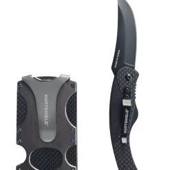 Huntshield Carbon Fibre 8-Credit Card Holder & Knife Combo, Black
