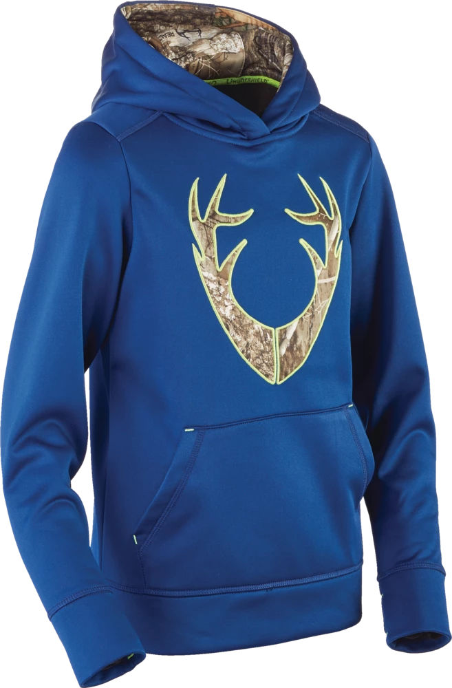 Huntshield Youth Pullover Hoodie With Pockets For Hunting/Hiking, Blue/Camo 1 Huntshield Youth Pullover Hoodie With Pockets For Hunting/Hiking, Blue/Camo