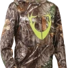 Huntshield Youth Pullover Hoodie With Pockets For Hunting/Hiking, Camo/Green