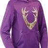 Huntshield Youth Pullover Hoodie With Pockets For Hunting/Hiking, PurPle/Camo