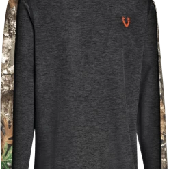 Huntshield Men's Crew Neck Moisture-Wicking Long-Sleeve ToP For Hunting/Hiking, Grey/Camo