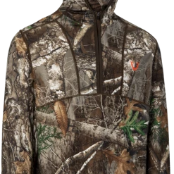 Huntshield Men's Long Sleeve 1/4 ZiP Baselayer Hunting ToP With Hood And Facemask, Camo